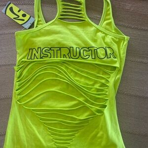 Neon Lime ZUMBA INSTRUCTOR' Cutout Racerback Tank Top